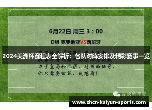 2024美洲杯赛程表全解析：各队对阵安排及精彩赛事一览