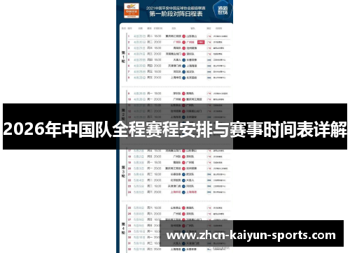 2026年中国队全程赛程安排与赛事时间表详解